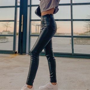 Zara black leather pants